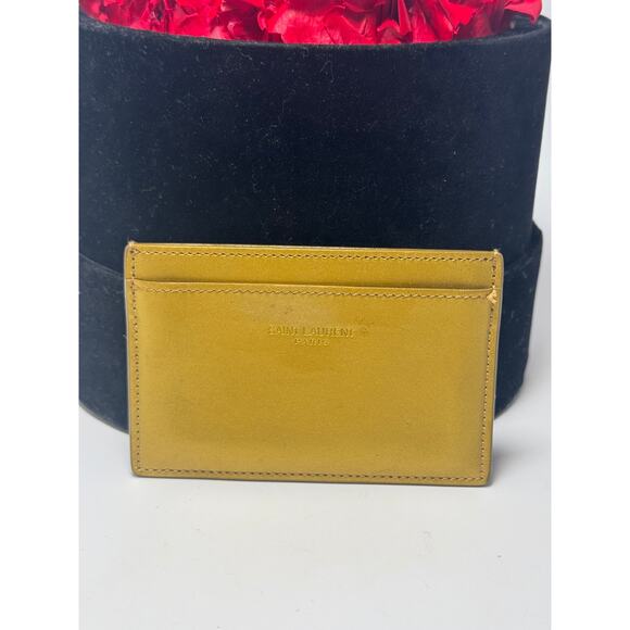 Saint Laurent Gold Leather Card Holder - Picture 1 of 12